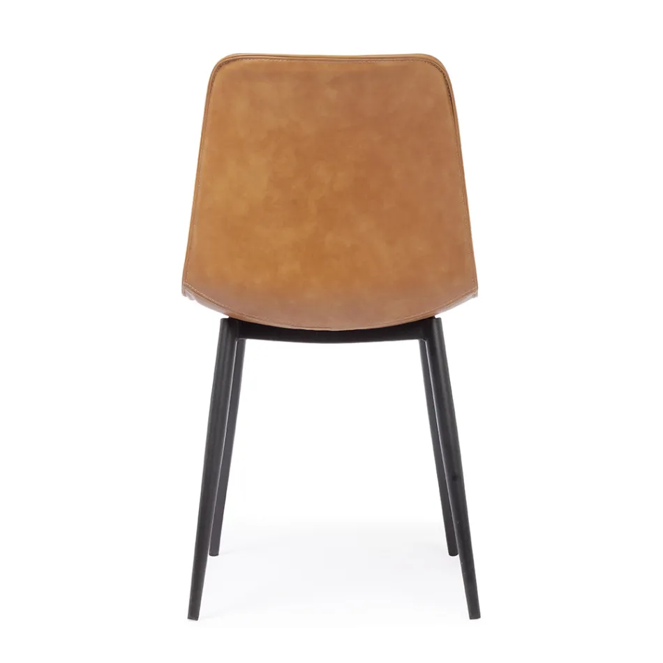 Vintage design keuken- of woonkamerstoel in staal en eco-leer 2 stuks - Rekko Viadurini