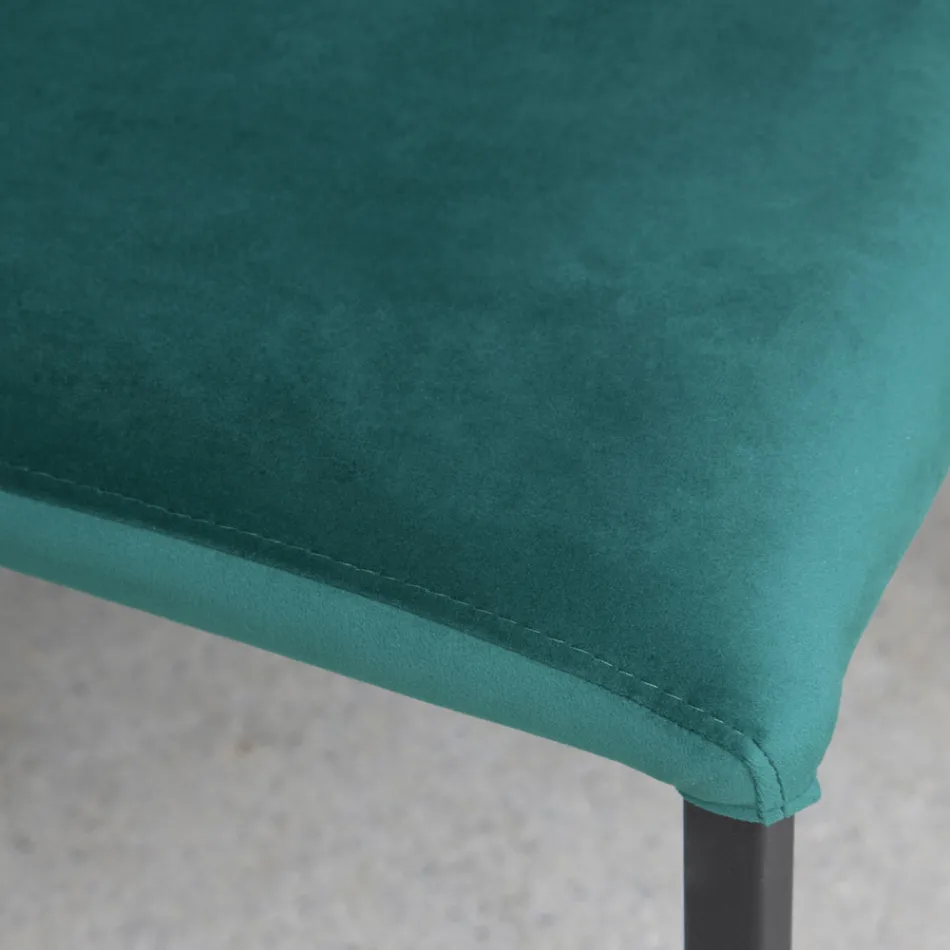 Keukenstoel met metalen poten en fluwelen zitting, 4 stuks - Darvina Viadurini