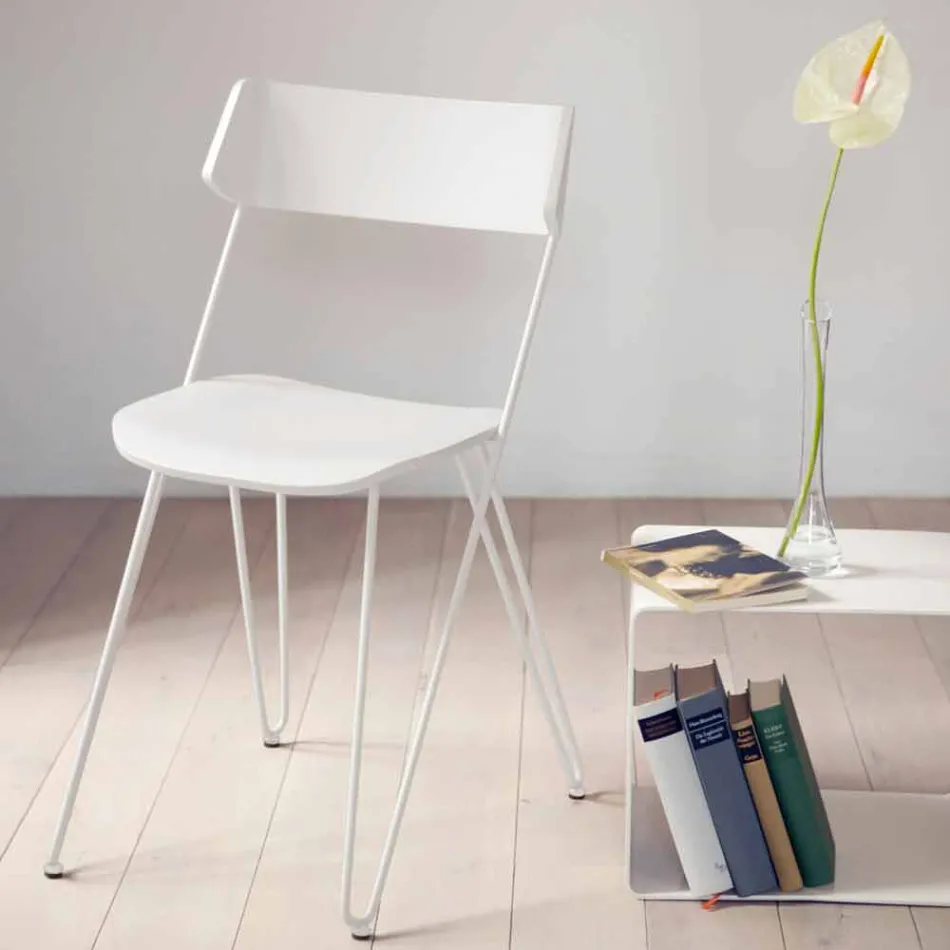 Handgemaakte keukenstoel in hout en edelstaal Made in Italy - Granada Viadurini