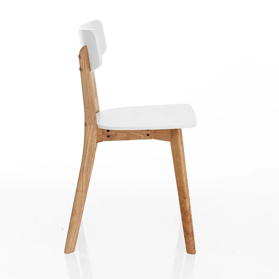 Keukenstoel in massief wit en eiken gebeitst hout 2 stuks - Tonino Viadurini