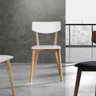 Keukenstoel in massief wit en eiken gebeitst hout 2 stuks - Tonino Viadurini