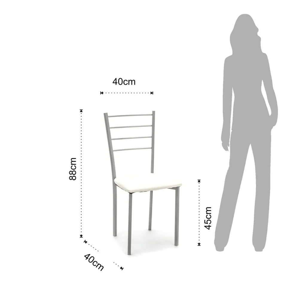 Keukenstoel in synthetisch leer en geverfd metaal 4 stuks - Remida Viadurini