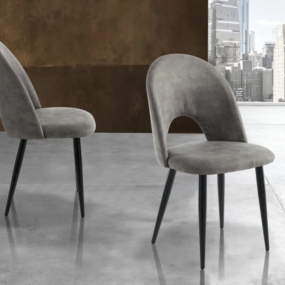 Keukenstoel in verouderd effect synthetisch leer 4 stuks - Renetta Viadurini