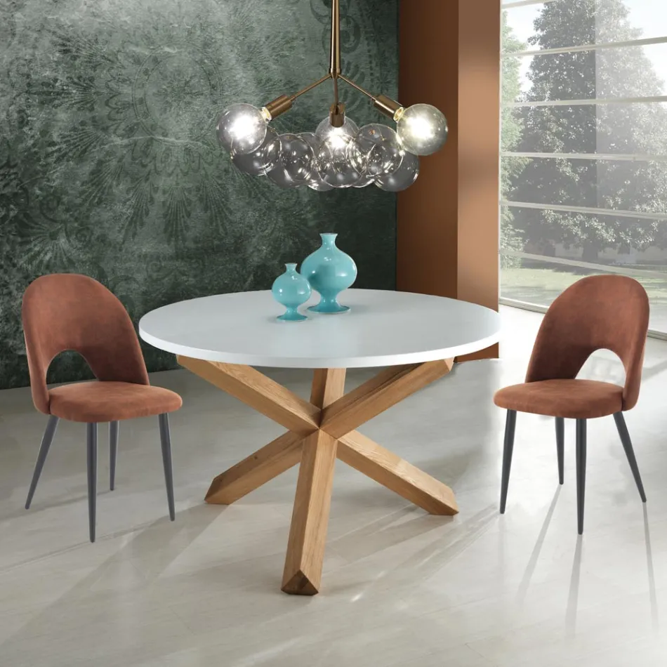 Keukenstoel in verouderd effect synthetisch leer 4 stuks - Renetta Viadurini