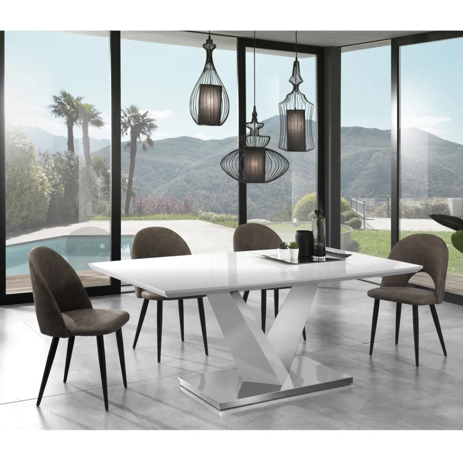 Keukenstoel in verouderd effect synthetisch leer 4 stuks - Renetta Viadurini