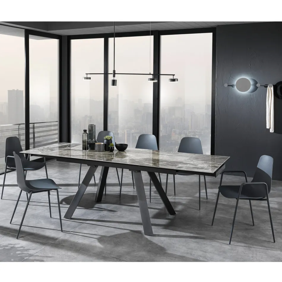 Polypropyleen keukenstoel met stalen poten 4 stuks - Pinga Viadurini