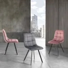 Stoffen keukenstoel met zwart metalen poten 4 stuks - lichtblauw Viadurini