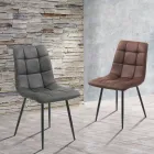 Stoffen keukenstoel met zwart metalen poten 4 stuks - lichtblauw Viadurini