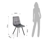 Stoffen keukenstoel met zwart metalen poten 4 stuks - lichtblauw Viadurini