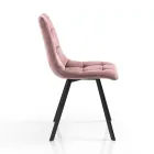 Stoffen keukenstoel met zwart metalen poten 4 stuks - lichtblauw Viadurini