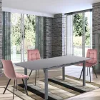 Stoffen keukenstoel met zwart metalen poten 4 stuks - lichtblauw Viadurini