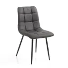 Stoffen keukenstoel met zwart metalen poten 4 stuks - lichtblauw Viadurini