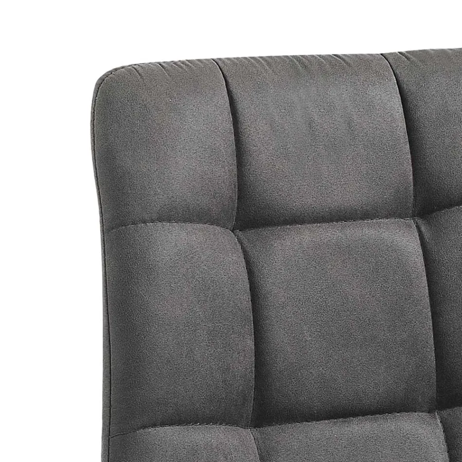 Stoffen keukenstoel met zwart metalen poten 4 stuks - lichtblauw Viadurini