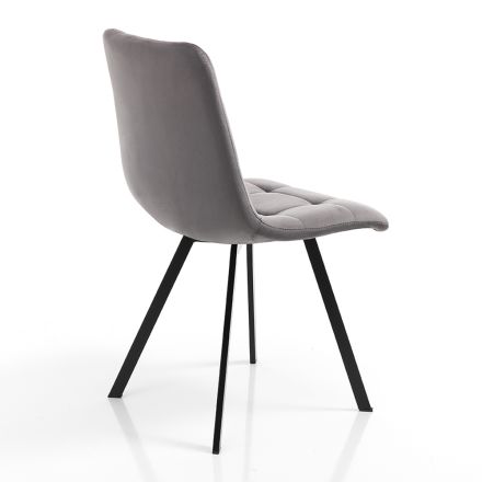 Stoffen keukenstoel met zwart metalen poten 4 stuks - lichtblauw Viadurini