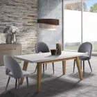 Keukenstoel in fluweeleffect stof en metaal 4 stuks - Renetta Viadurini