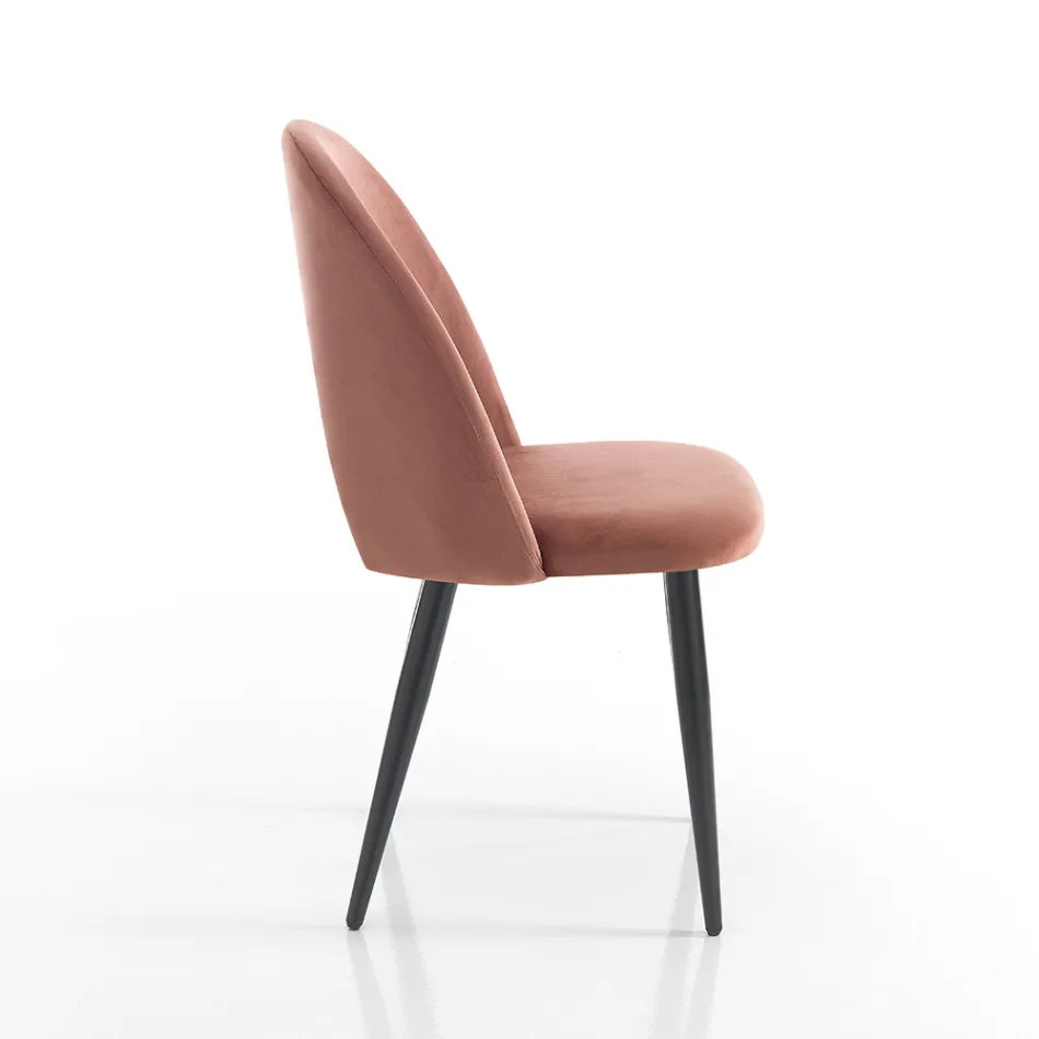 Keukenstoel in fluweeleffect stof en metaal 4 stuks - Renetta Viadurini