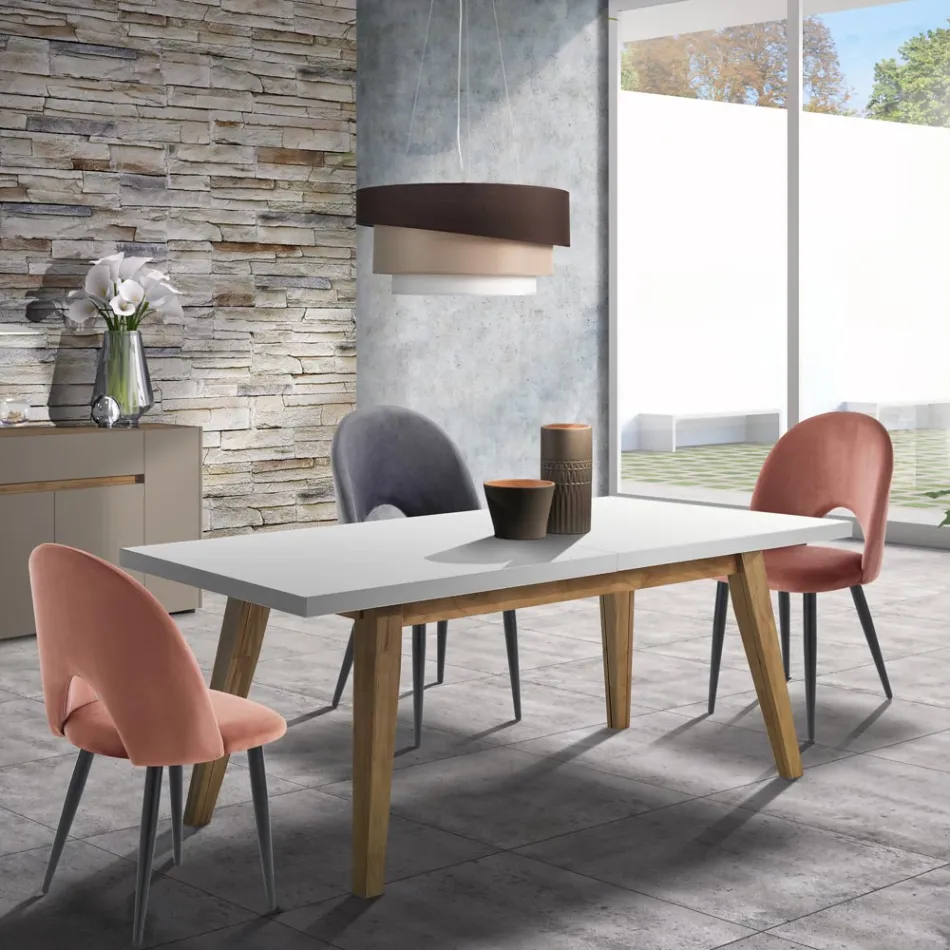 Keukenstoel in fluweeleffect stof en metaal 4 stuks - Renetta Viadurini