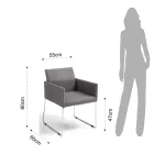 Keukenstoel in grijze stof met metalen onderstel 2 stuks - Shutter Viadurini