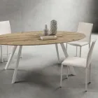 Keukenstoel volledig bekleed met eco-leer, gemaakt in Italië, 2 stuks - Maria Viadurini