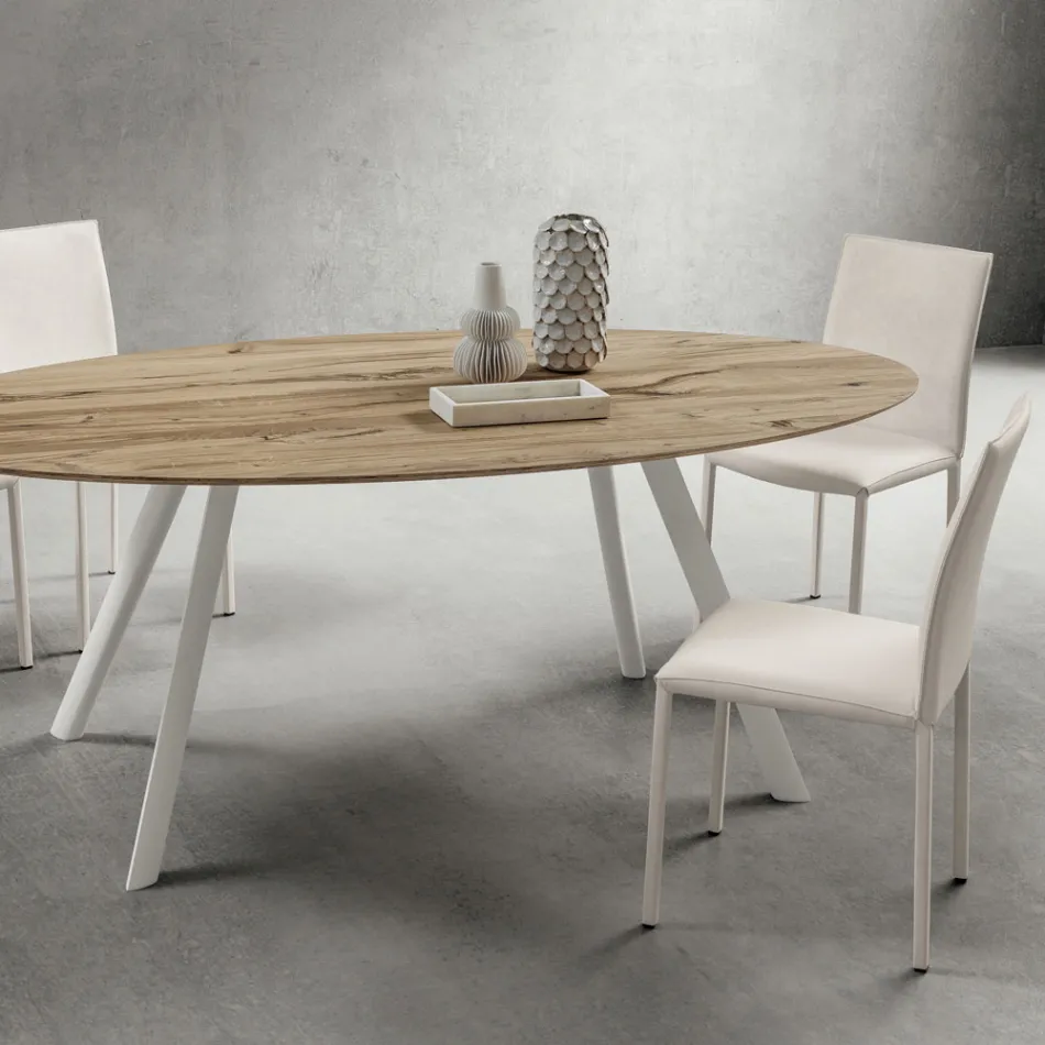 Keukenstoel volledig bekleed met eco-leer, gemaakt in Italië, 2 stuks - Maria Viadurini