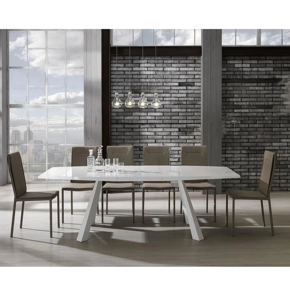 Keukenstoel volledig gestoffeerd in 2-delig synthetisch leer - Atenea Viadurini