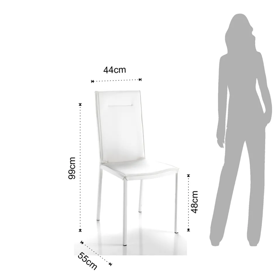 Keukenstoel volledig gestoffeerd in 2-delig synthetisch leer - Atenea Viadurini