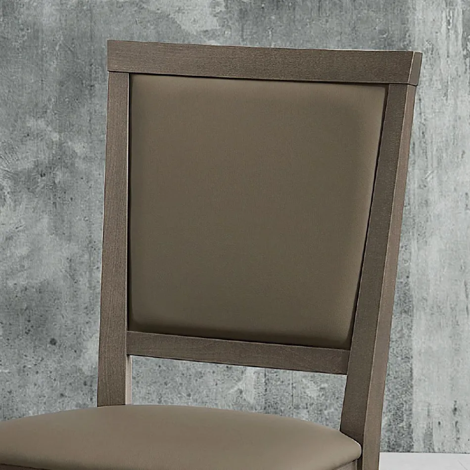 Moderne keukenstoel in hout en ecoleder design Made in Italy - Taver Viadurini