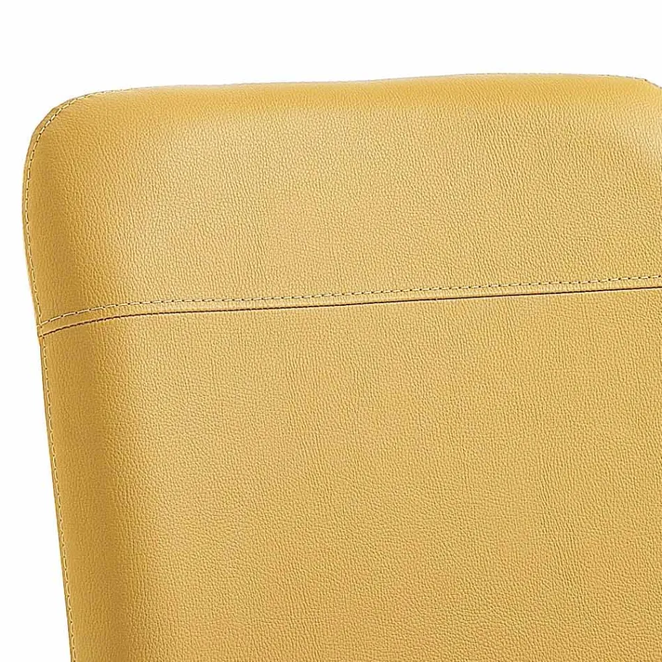 Keuken- of woonkamerstoel in gekleurd kunstleer en metaaldesign - Hermione Viadurini