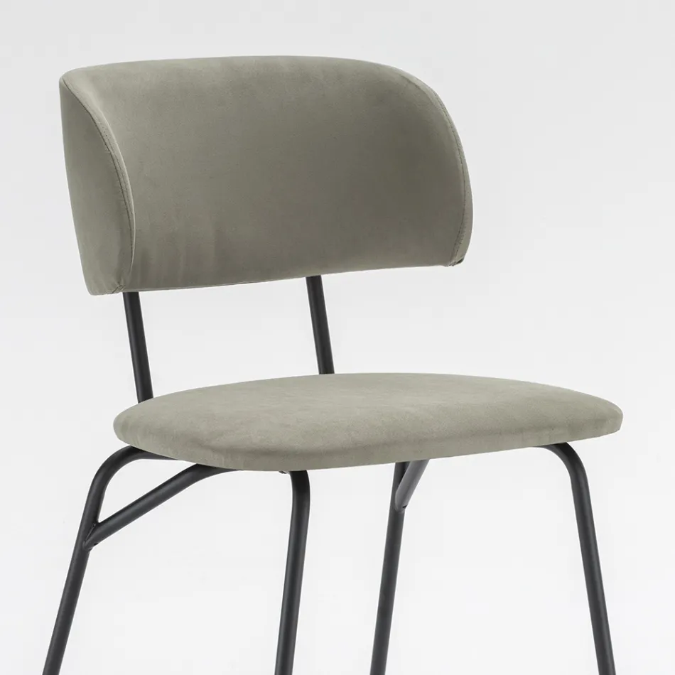 Keukenstoel bekleed met microvezel Made in Italy, 2 stuks - Rebecca Viadurini