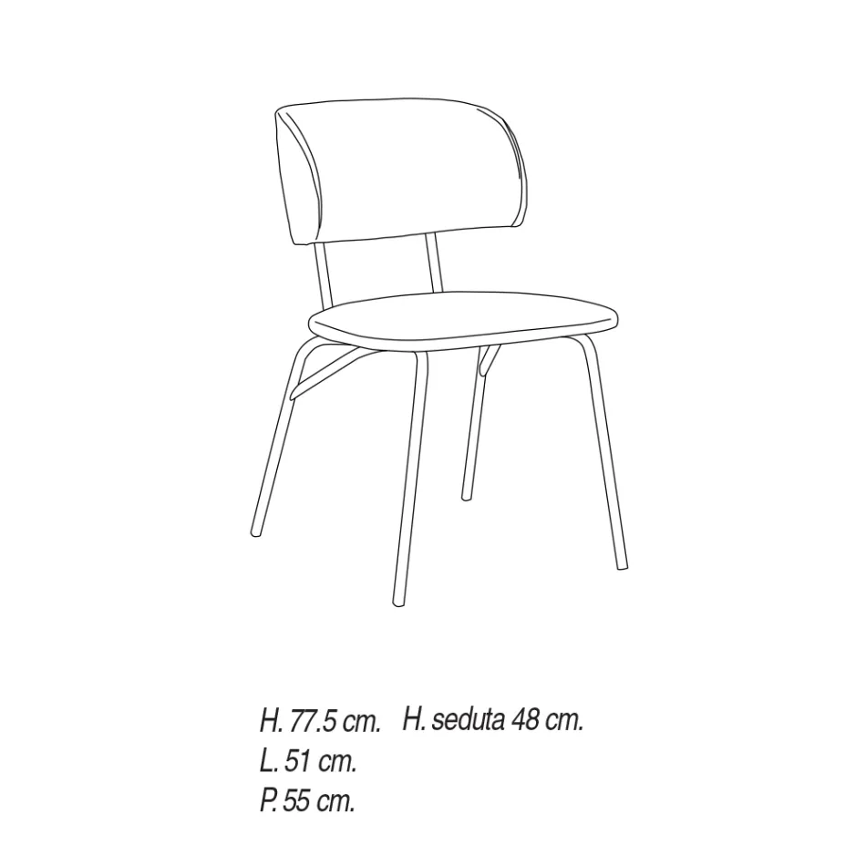 Keukenstoel bekleed met microvezel Made in Italy, 2 stuks - Rebecca Viadurini