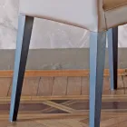 Keukenstoel bekleed met leer met essenstructuur Made in Italy - Sunny Viadurini