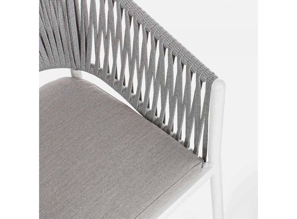 Buitenstoel met armleuningen in wit en grijs aluminium Homemotion - Rubio Viadurini
