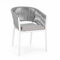 Buitenstoel met armleuningen in wit en grijs aluminium Homemotion - Rubio