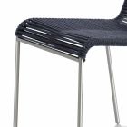 Design buitenstoel in staal en zwart koord Made in Italy - Madagascar 1 Viadurini