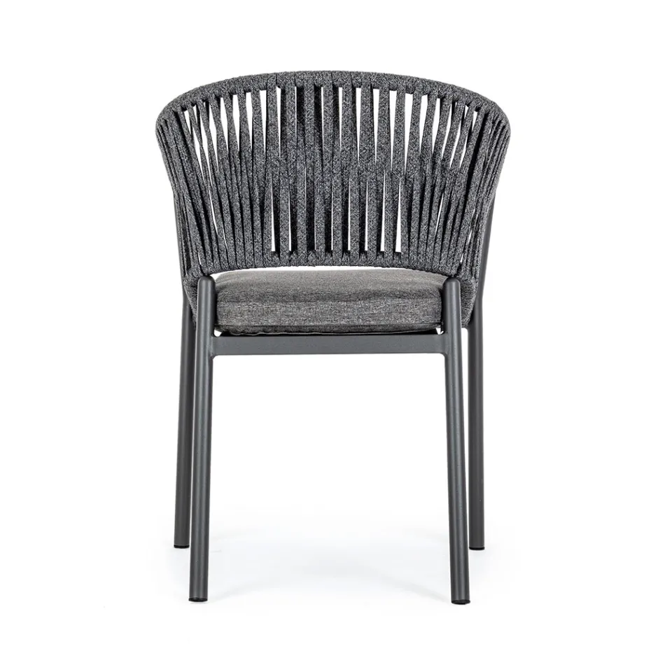 Stapelbare buitenstoel met stoffen zitting, Homemotion 4 stuks - Aleandro Viadurini