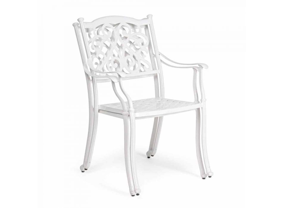 Stapelbare buitenstoel in wit of antraciet aluminium, 4 stuks - Ode Viadurini