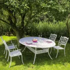 Stapelbare buitenstoel in wit of antraciet aluminium, 4 stuks - Ode Viadurini