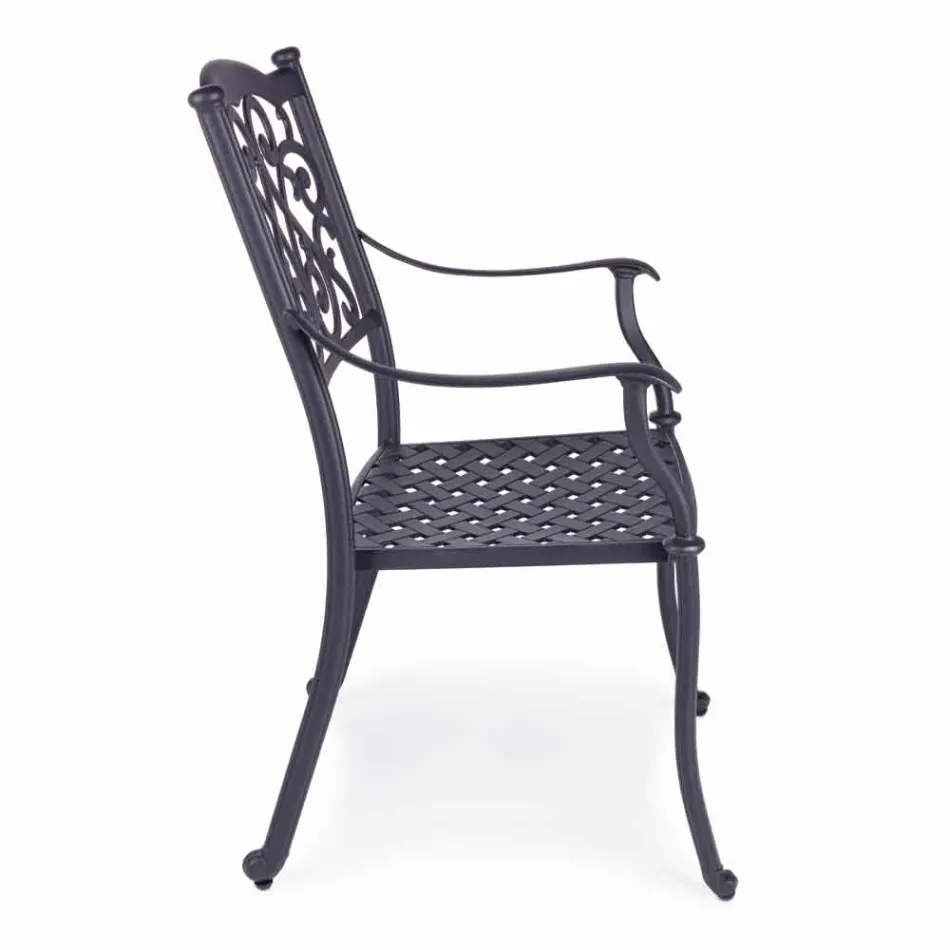 Stapelbare buitenstoel in wit of antraciet aluminium, 4 stuks - Ode Viadurini