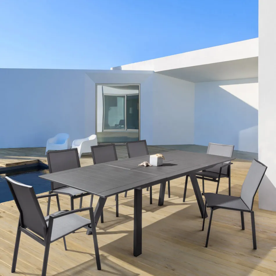 Stapelbare buitenstoel in aluminium en textiel, Homemotion 4 stuks - Serge Viadurini