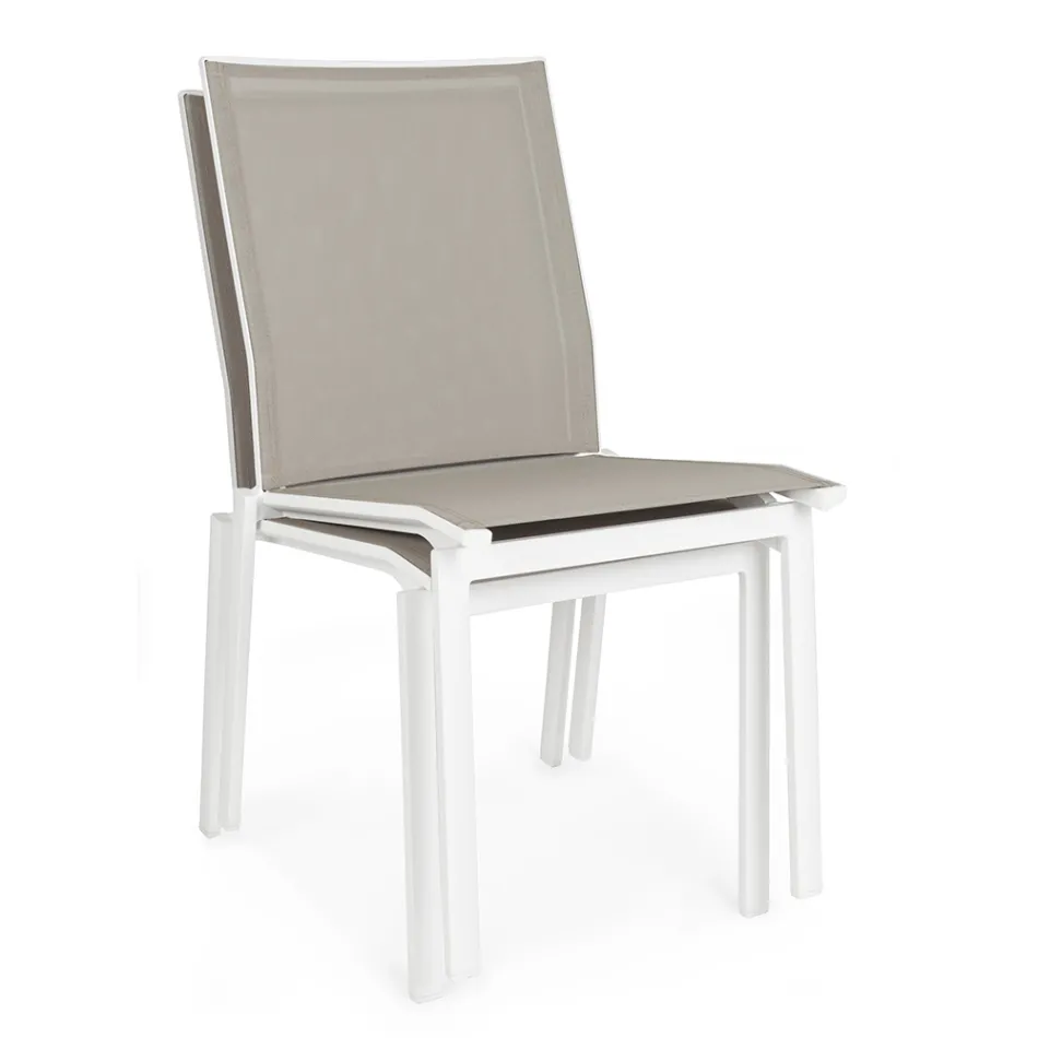 Stapelbare buitenstoel in aluminium en textiel, Homemotion 4 stuks - Serge Viadurini