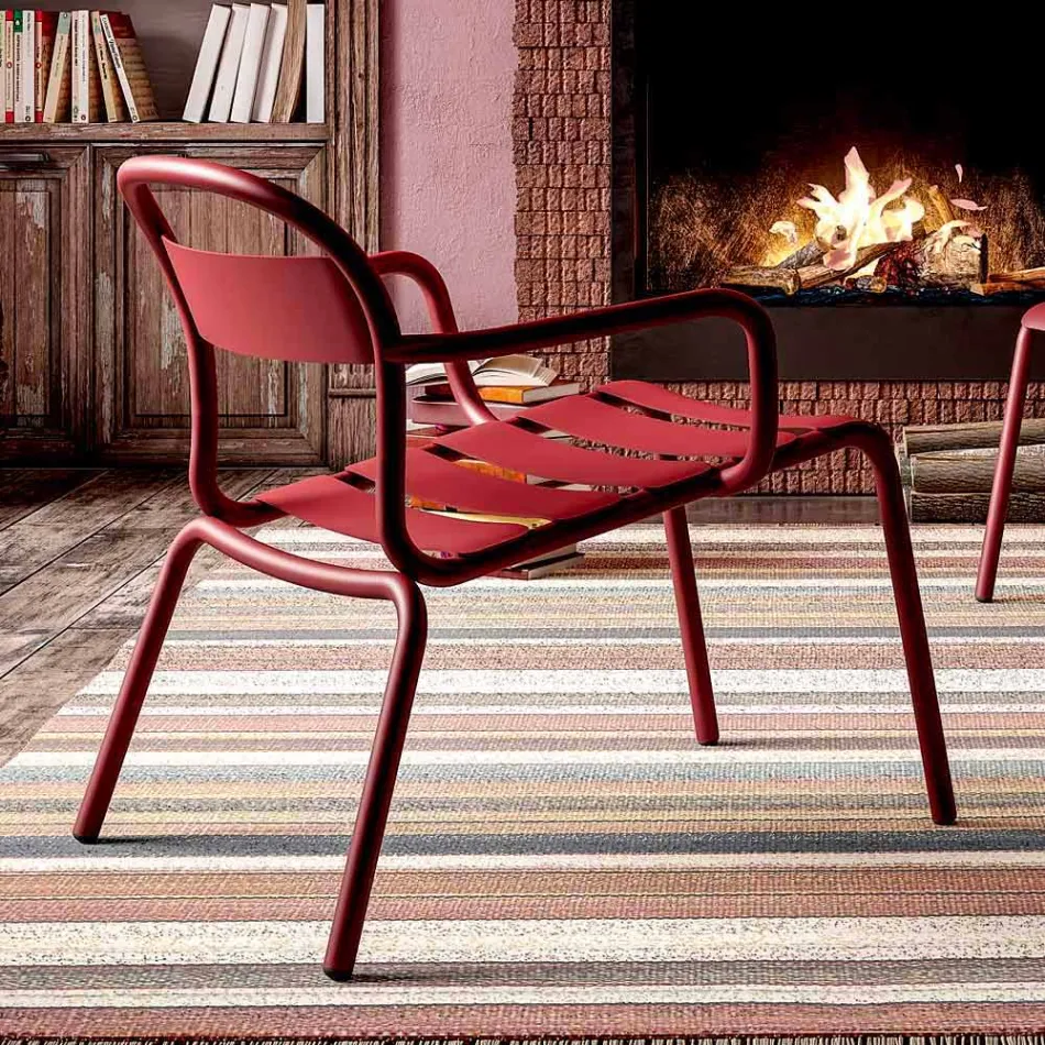 Stapelbare aluminium buitenstoel gemaakt in Italië, 2 stuks - Shyla Viadurini