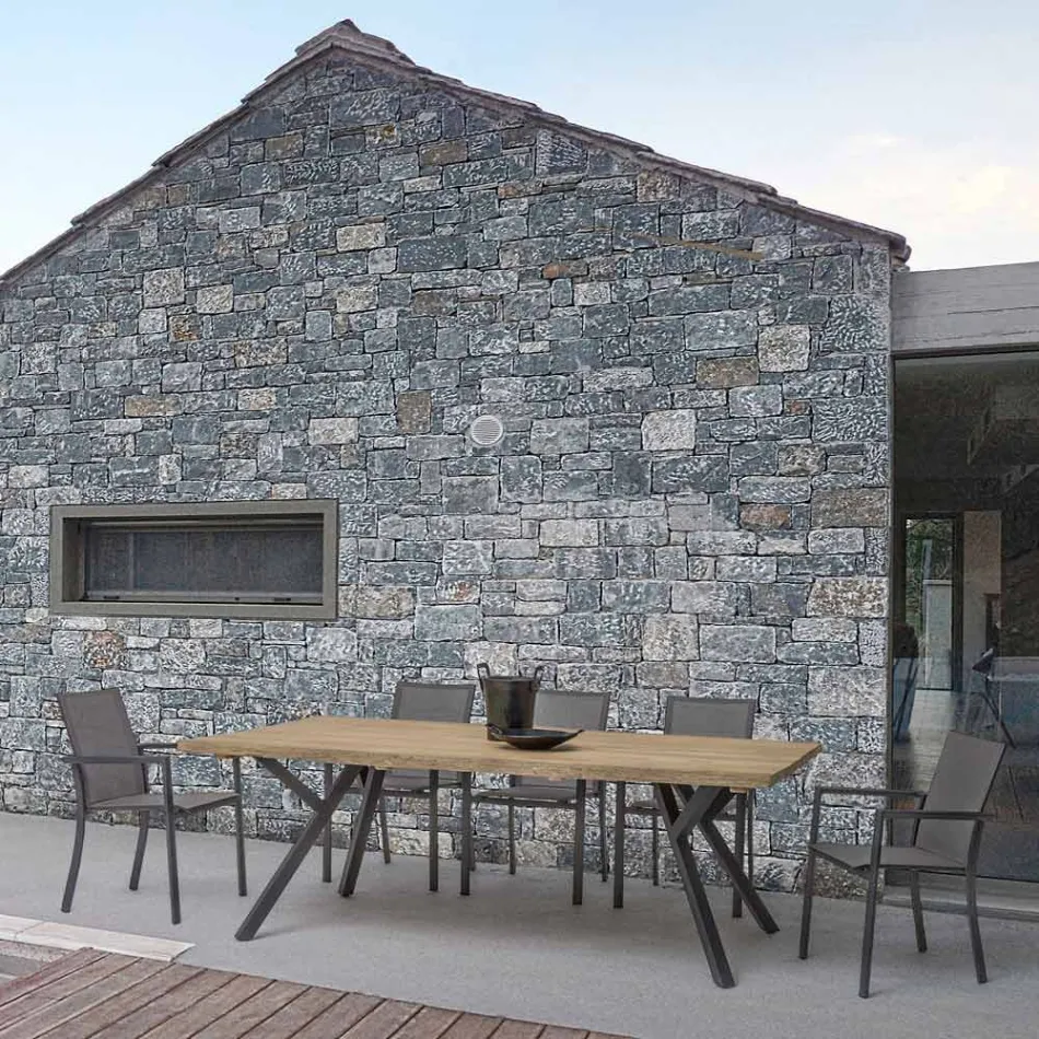 Stapelbare buitenstoel in geverfd aluminium, Homemotion, 4 stuks - Vicki Viadurini