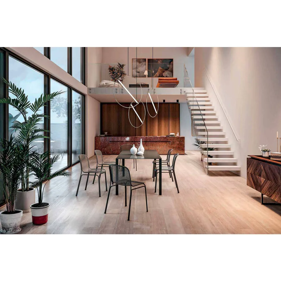 Stapelbare metalen stoel voor buiten gemaakt in Italië, 4 stuks - Prunella Viadurini