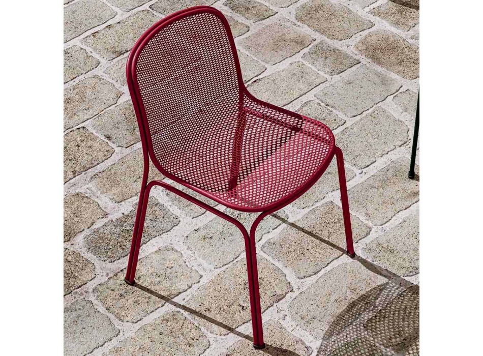 Stapelbare metalen stoel voor buiten gemaakt in Italië, 4 stuks - Prunella Viadurini