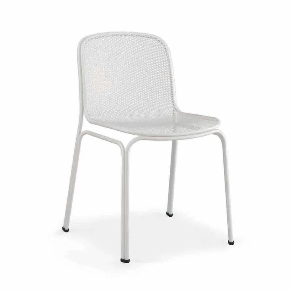 Stapelbare metalen stoel voor buiten gemaakt in Italië, 4 stuks - Prunella Viadurini