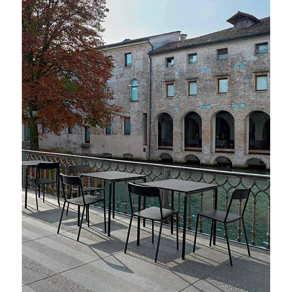 Stapelbare metalen stoel voor buiten gemaakt in Italië, 4 stuks - Xylia Viadurini