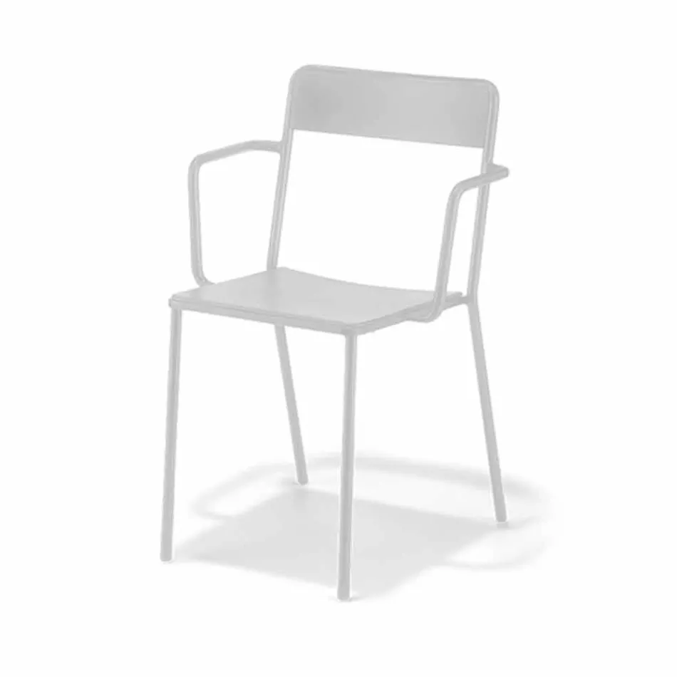 Stapelbare metalen stoel voor buiten gemaakt in Italië, 4 stuks - Xylia Viadurini