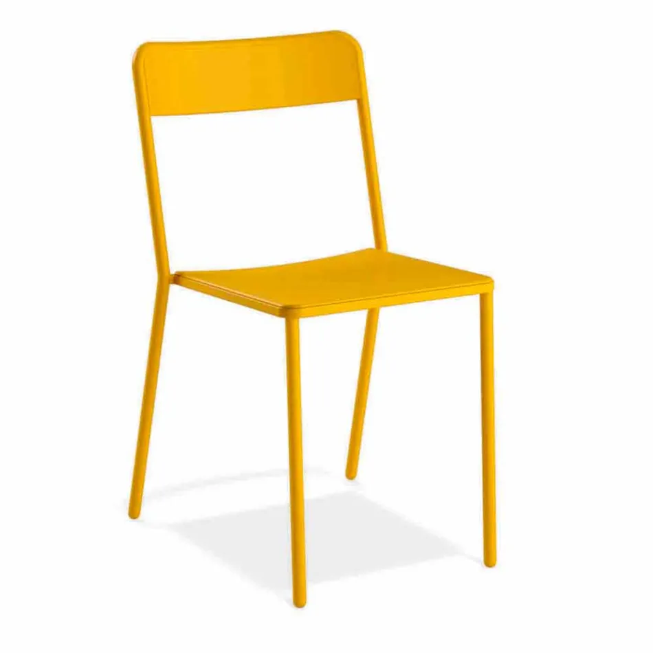 Stapelbare metalen stoel voor buiten gemaakt in Italië, 4 stuks - Xylia Viadurini