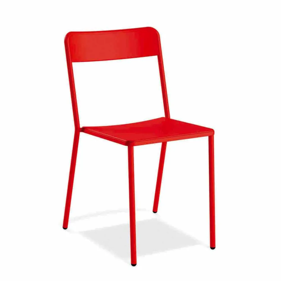 Stapelbare metalen stoel voor buiten gemaakt in Italië, 4 stuks - Xylia Viadurini