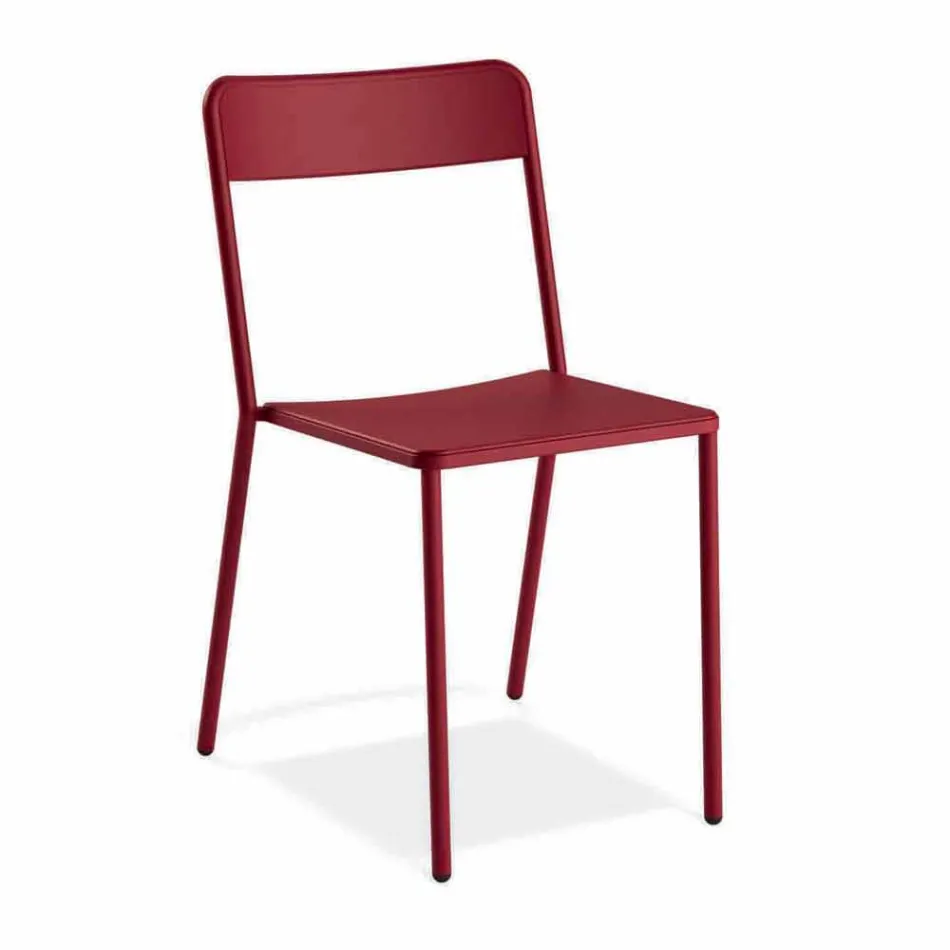 Stapelbare metalen stoel voor buiten gemaakt in Italië, 4 stuks - Xylia Viadurini